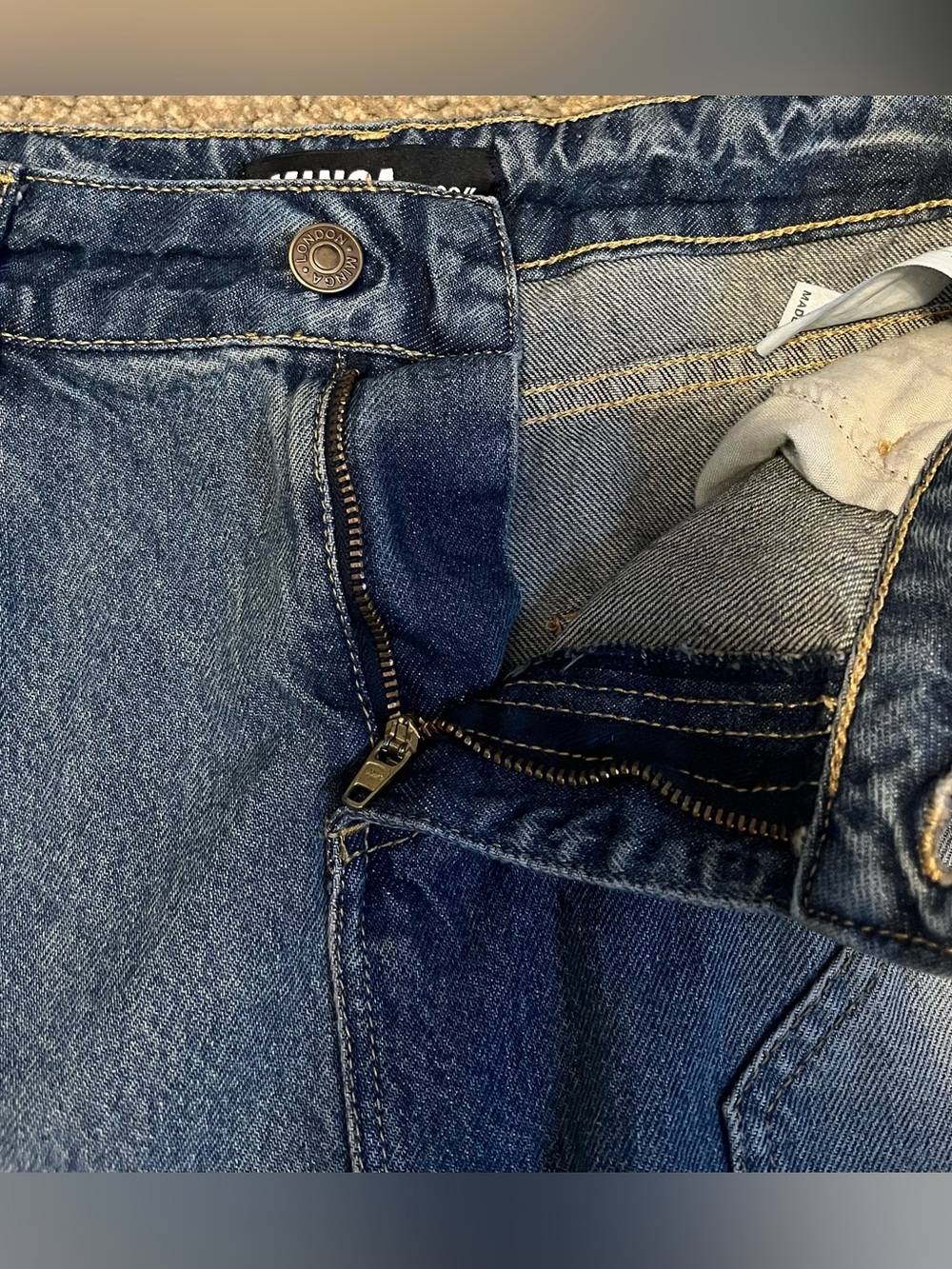 Minga London Washed Denim Grunge Utility Skirt size 26 - Picture 15 of 15